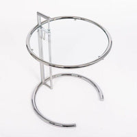 Mid Century Modern Glass & Chrome Round Side Table by Eileen Gray (attr.)