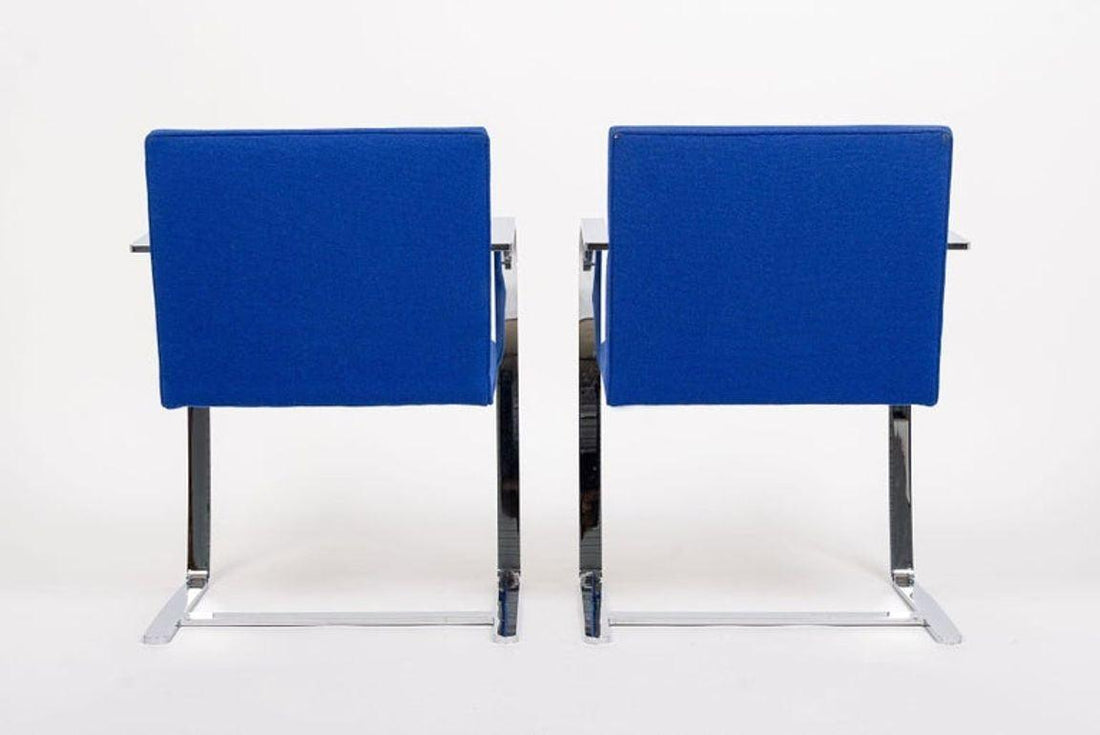 Mid Century Blue Brno Chairs by Mies van der Rohe for Knoll, 2006