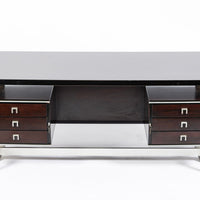 Postmodern Italian Rosewood and Metal Writing Desk by Abbondinterni, 1970s