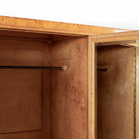 Antique Art Deco Burlwood Elm Armoire Wardrobe Cabinet