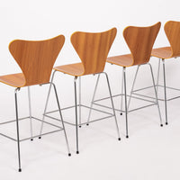 Danish Modern Wood Stools Series 7 by Arne Jacobsen for Fritz Hansen