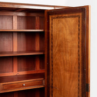 Antique Art Deco Burl Wood Mirrored Armoire Cabinet, 1930s