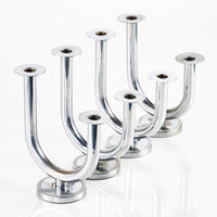Antique Art Deco Taurex Chrome Candlestick Holders by Walter Von Nessen for Chase