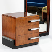 Antique Art Deco Wood Vanity Mirror & Stool by Donald Deskey for Widdicomb 1930s