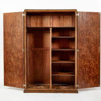 Antique French Art Deco Mahogany Wardrobe Armoire Cabinet, 1940s