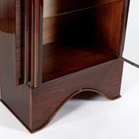 Antique French Art Deco Rosewood and Glass Vitrine Display Cabinet 1930s