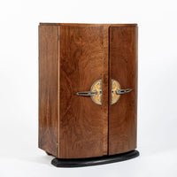 Antique Art Deco Small Burlwood Drinking Cabinet, 1930s