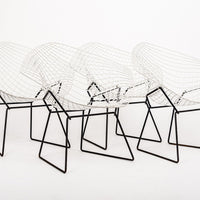 Mid Century White Diamond Wire Chairs by Bertoia for Knoll