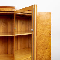 Antique French Art Deco Birdseye Maple Wardrobe Cabinet 1930s