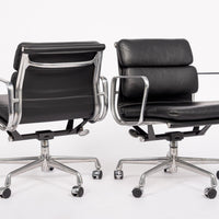 2001 Eames Herman Miller Black Leather Desk Chairs Aluminum Group