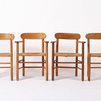 Mid Century Danish Wood & Rush Wicker Dining Chairs