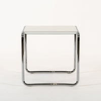Mid Century White Tubular Steel Laccio Side Table by Marcel Breuer for Knoll