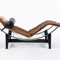 Vintage Cassina LC4 Cowhide Leather Chaise Lounge Chair by Le Corbusier 1960s