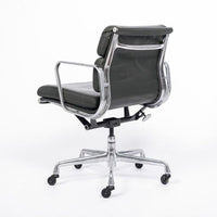 Dark Gray Leather Office Chair by Eames for Herman Miller Aluminum Group