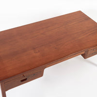 Large Mid Century Danish Modern Mahogany Wood Executive Desk