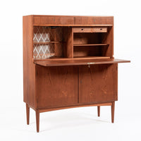 Mid-Century Danish Modern Teak Secretary Desk Cabinet 1960s