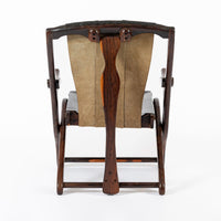 Mid Century Rosewood & Black Leather Folding Lounge Chair by Don Shoemaker