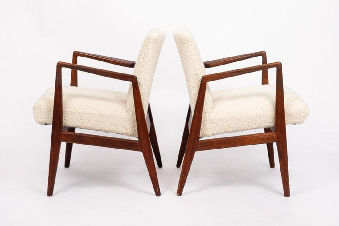 Mid Century Cream Upholstered Lounge Chairs by Jens Risom, 1960s