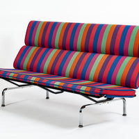 Mid Century Sofa Compact Eames for Herman Miller, Alexander Girard Striped Fabric, 1970s