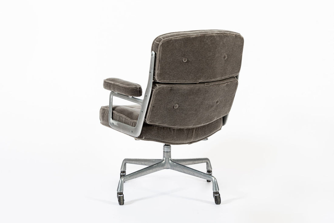 Vintage Eames Time Life Gray Velvet Office Chair Herman Miller 1978