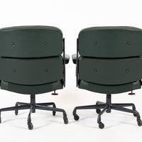 Pair Green Leather Time Life Office Chairs by Eames for Herman Miller 1996