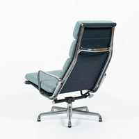 Eames Soft Pad Recliner for Herman Miller, Blue Gray Aluminum Group Lounge Chair