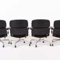 Eames for Herman Miller Time Life Black Leather Office Chairs, 1980s - Set of 4