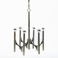Gaetano Sciolari Italian Chrome Mid Century Modern Chandelier, 1970s