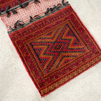 Antique Red Afghan Baluchistan Wool Tribal Saddlebag Rug