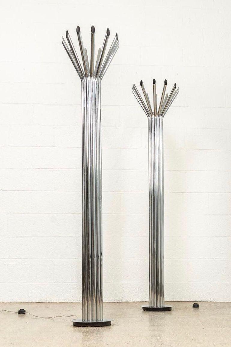 Mid Century Silver Chrome Tubular Floor Lamp