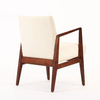 Vintage Mid Century Wood & Cream Upholstered Lounge Chair by Jens Risom