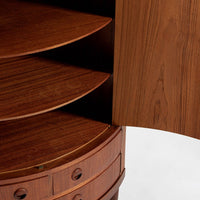 Mid Century Danish Modern Teak Corner Cabinet with Pivoting Drawers