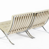 Mid Century Cream Barcelona Chairs by Mies van der Rohe for Knoll, 1980s