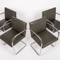 Mid Century Gray Leather Brno Chairs by Mies van der Rohe for Knoll