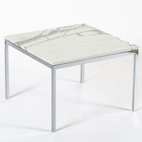 Mid Century Square White Marble Side or Coffee Table by Florence Knoll