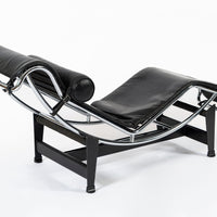 Cassina LC4 Black Leather Chaise Lounge Chair by Le Corbusier 1991