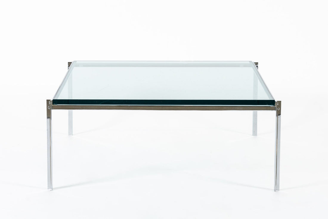Mid Century Glass & Chrome Coffee Table by Katavalos for Laverne Originals