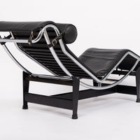 Cassina Black Leather LC4 Chaise Lounge Chair by Le Corbusier