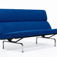 Mid Century Blue Sofa Compact by Eames for Herman Miller 1970s