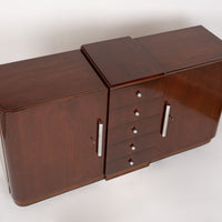 Antique French Art Deco Mahogany Wood Sideboard or Bar Cabinet 1930s