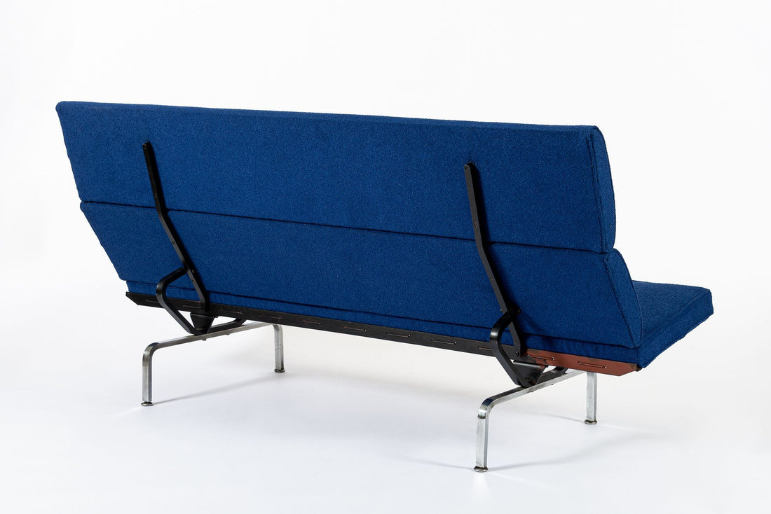 Mid Century Blue Sofa Compact by Eames for Herman Miller 1970s