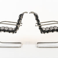 Mid Century MR Black Leather Arm Chairs by Mies van der Rohe for Knoll