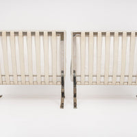 Mid Century White Barcelona Chairs by Mies van der Rohe for Knoll
