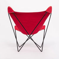 Vintage Mid Century Red Butterfly Canvas and Metal Chair by Knoll, 1970s