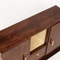 Antique Art Deco Walnut Wood Bar Cabinet or Sideboard 1940s