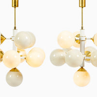 Pair of Mid-Century Modern Sputnik Chandeliers by Szarvasi, Hungary 1970s, 3x Avail