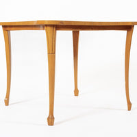 Vintage Art Deco Swedish Square Beech Scalloped Table 1940s