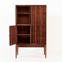Mid Century Danish Modern Dark Wood Tall Cabinet