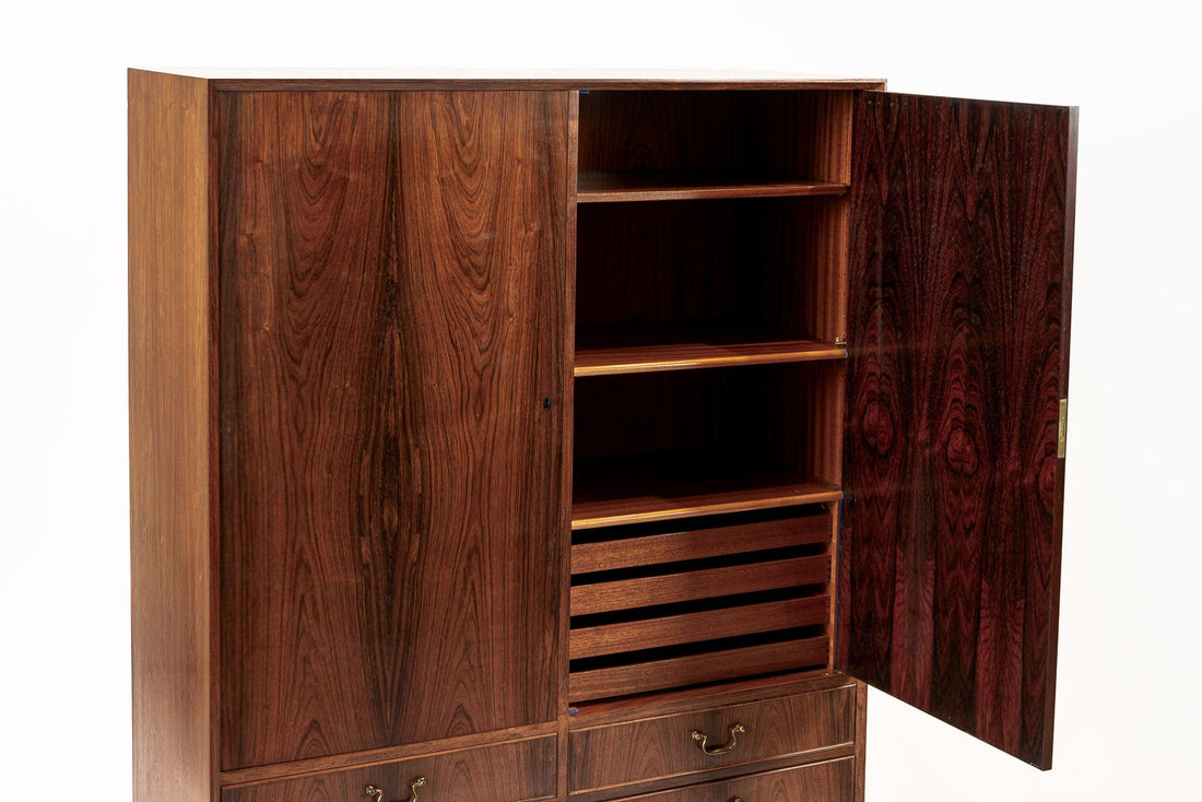 Mid Century Swedish Modern Tall Rosewood Cabinet