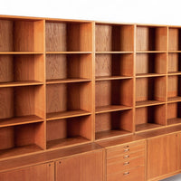 Large Mid Century Danish Teak Wood Bookshelf Wall Unit System